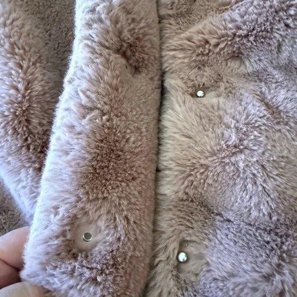 H&M Girls Mauve Pink Faux Fur Puffer Coat - Picture 6 of 7